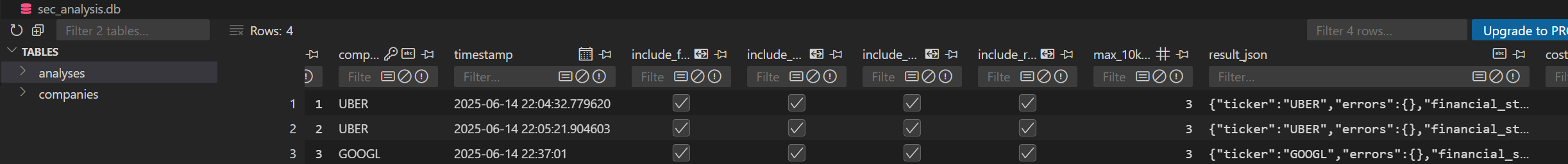 Screenshot of the new database caching layer